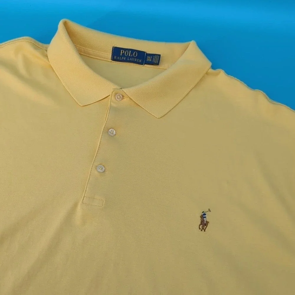 Polo Ralph Lauren Mens 3XLT Yellow Short Sleeve Cotton Flesh Polo Shirt 3XL Tall